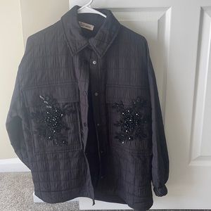 Oversize Black Jacket with Handmade Beading Luxury